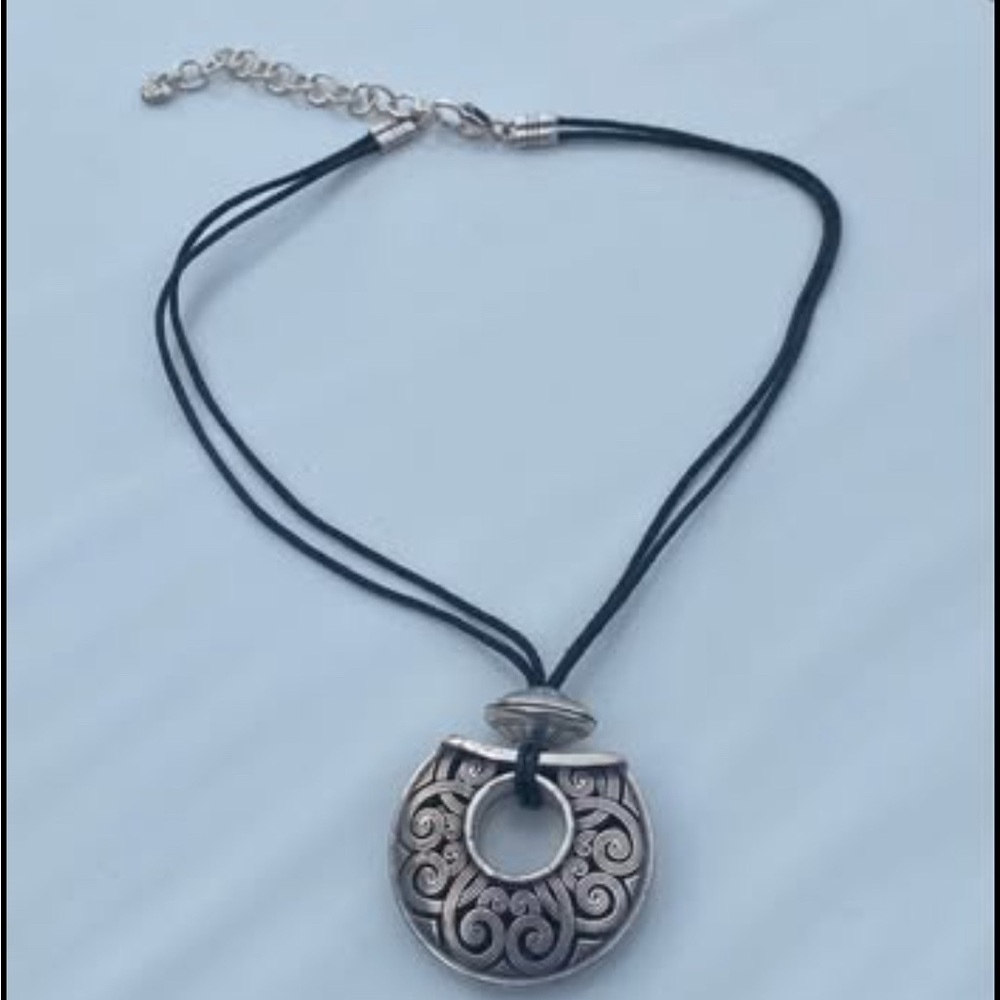 BRIGHTON Tribal Puffed Filigree Medallion Pendant Necklace